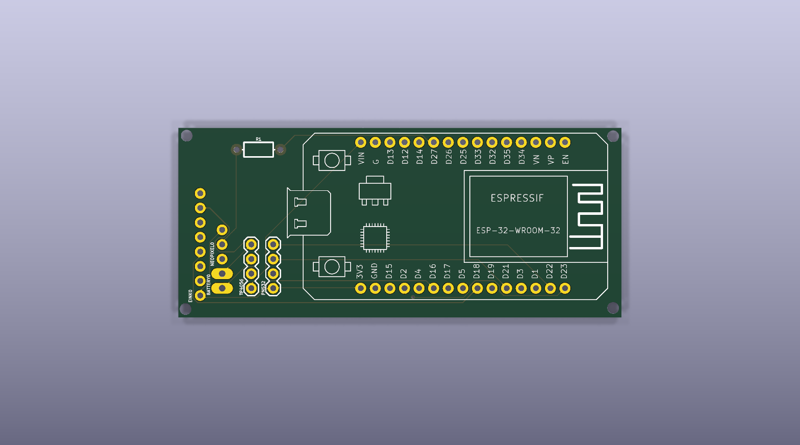 Top side of the jb-eink-v1 PCB.