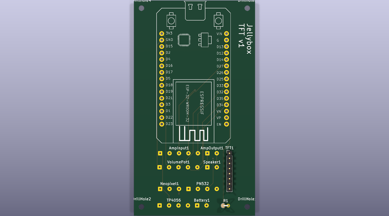 Top side of the jb-tft-v1 PCB.